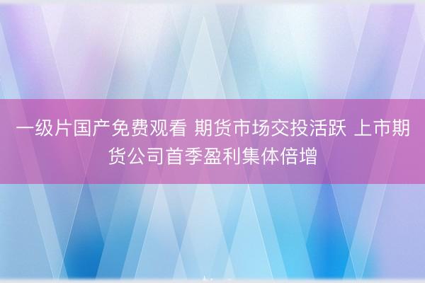 一级片国产免费观看 期货市场交投活跃 上市期货公司首季盈利集体倍增