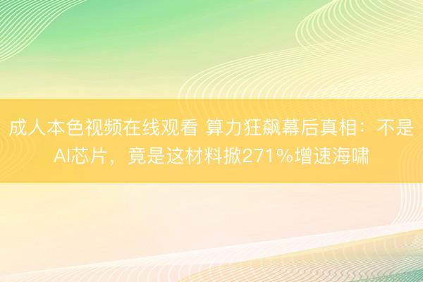 成人本色视频在线观看 算力狂飙幕后真相：不是AI芯片，竟是这材料掀271%增速海啸