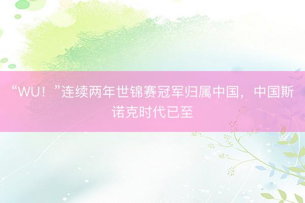 “WU！”连续两年世锦赛冠军归属中国，中国斯诺克时代已至