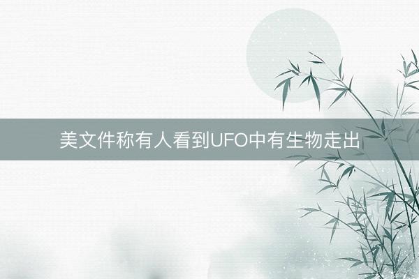 美文件称有人看到UFO中有生物走出