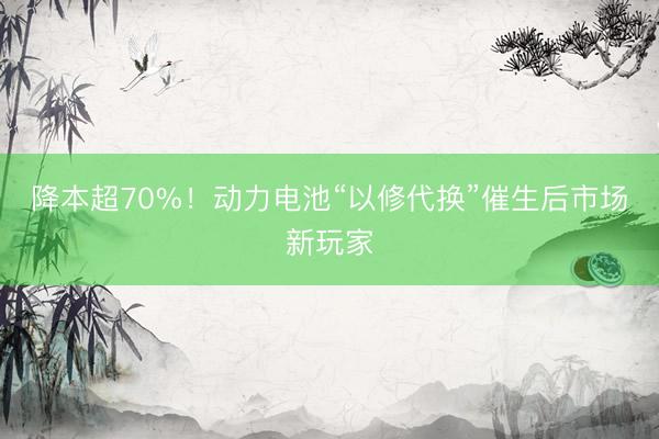 降本超70%！动力电池“以修代换”催生后市场新玩家