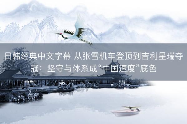 日韩经典中文字幕 从张雪机车登顶到吉利星瑞夺冠：坚守与体系成“中国速度”底色