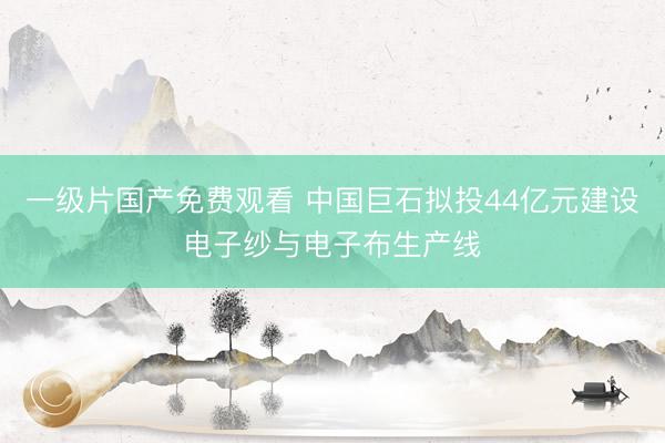 一级片国产免费观看 中国巨石拟投44亿元建设电子纱与电子布生产线