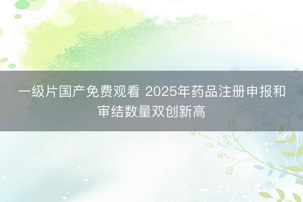 一级片国产免费观看 2025年药品注册申报和审结数量双创新高
