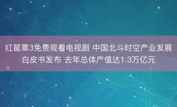 红罂粟3免费观看电视剧 中国北斗时空产业发展白皮书发布 去年总体产值达1.3万亿元