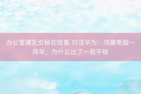 办公室爆乳女秘在线看 对话华为：鸿蒙电脑一周年，为什么出了一款平板