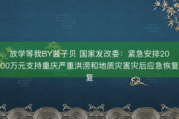 放学等我BY酱子贝 国家发改委：紧急安排2000万元支持重庆严重洪涝和地质灾害灾后应急恢复