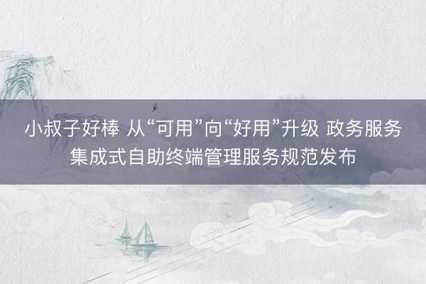 小叔子好棒 从“可用”向“好用”升级 政务服务集成式自助终端管理服务规范发布