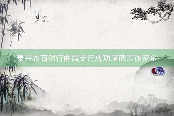 泰兴农商银行曲霞支行成功堵截涉诈资金