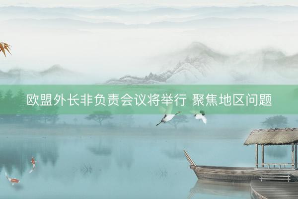 欧盟外长非负责会议将举行 聚焦地区问题