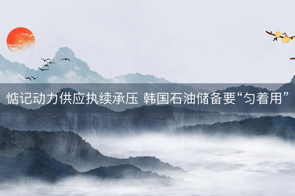 惦记动力供应执续承压 韩国石油储备要“匀着用”