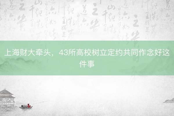 上海财大牵头，43所高校树立定约共同作念好这件事