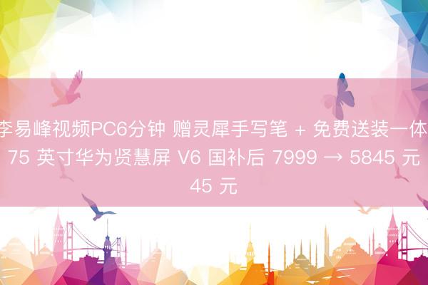 李易峰视频PC6分钟 赠灵犀手写笔 + 免费送装一体：75 英寸华为贤慧屏 V6 国补后 7999 → 5845 元