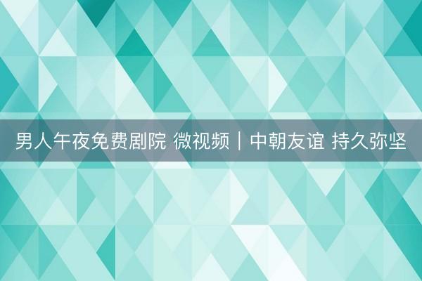 男人午夜免费剧院 微视频｜中朝友谊 持久弥坚