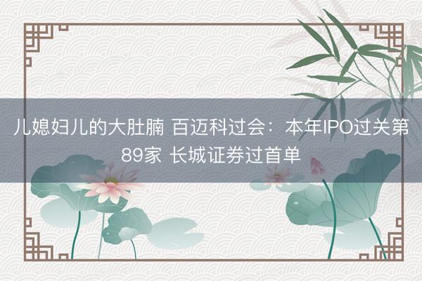 儿媳妇儿的大肚腩 百迈科过会：本年IPO过关第89家 长城证券过首单