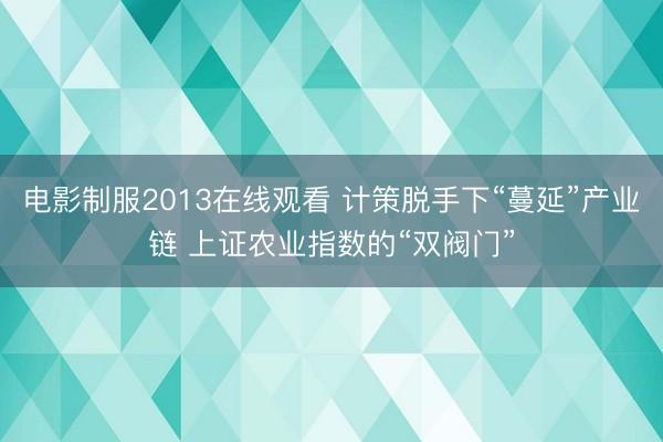 电影制服2013在线观看 计策脱手下“蔓延”产业链 上证农业指数的“双阀门”