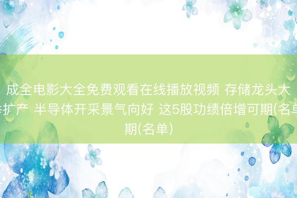 成全电影大全免费观看在线播放视频 存储龙头大举扩产 半导体开采景气向好 这5股功绩倍增可期(名单)