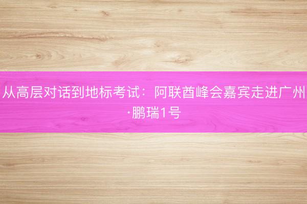 从高层对话到地标考试：阿联酋峰会嘉宾走进广州·鹏瑞1号