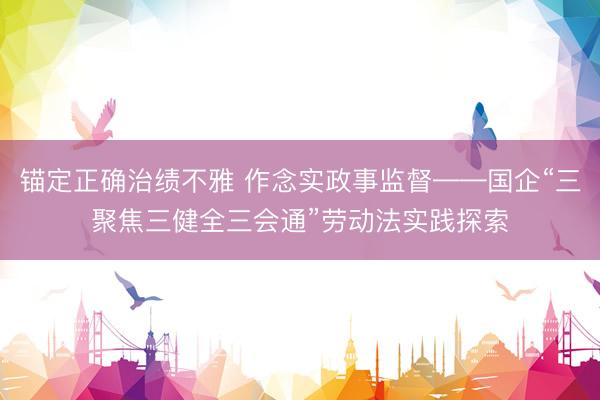 锚定正确治绩不雅 作念实政事监督——国企“三聚焦三健全三会通”劳动法实践探索